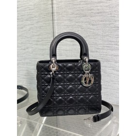 Dior Lady vintage prismatic black handbag(24*11*20cm)